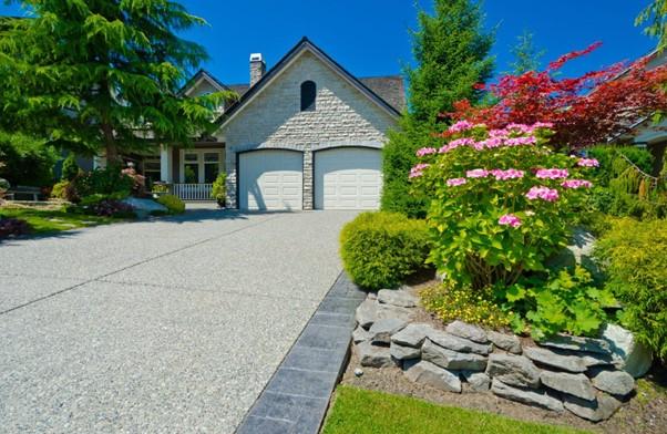 Exposed aggregate concrete driveway