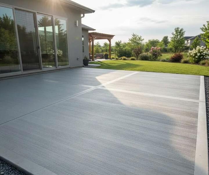 Broom finish concrete driveway