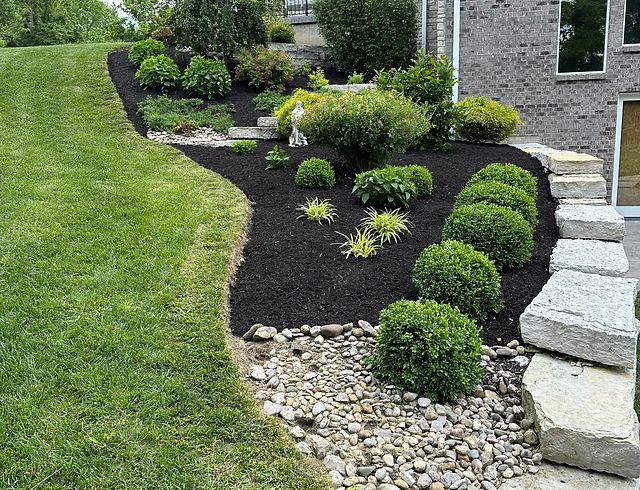 Garden bed installation with shrubs and flowers