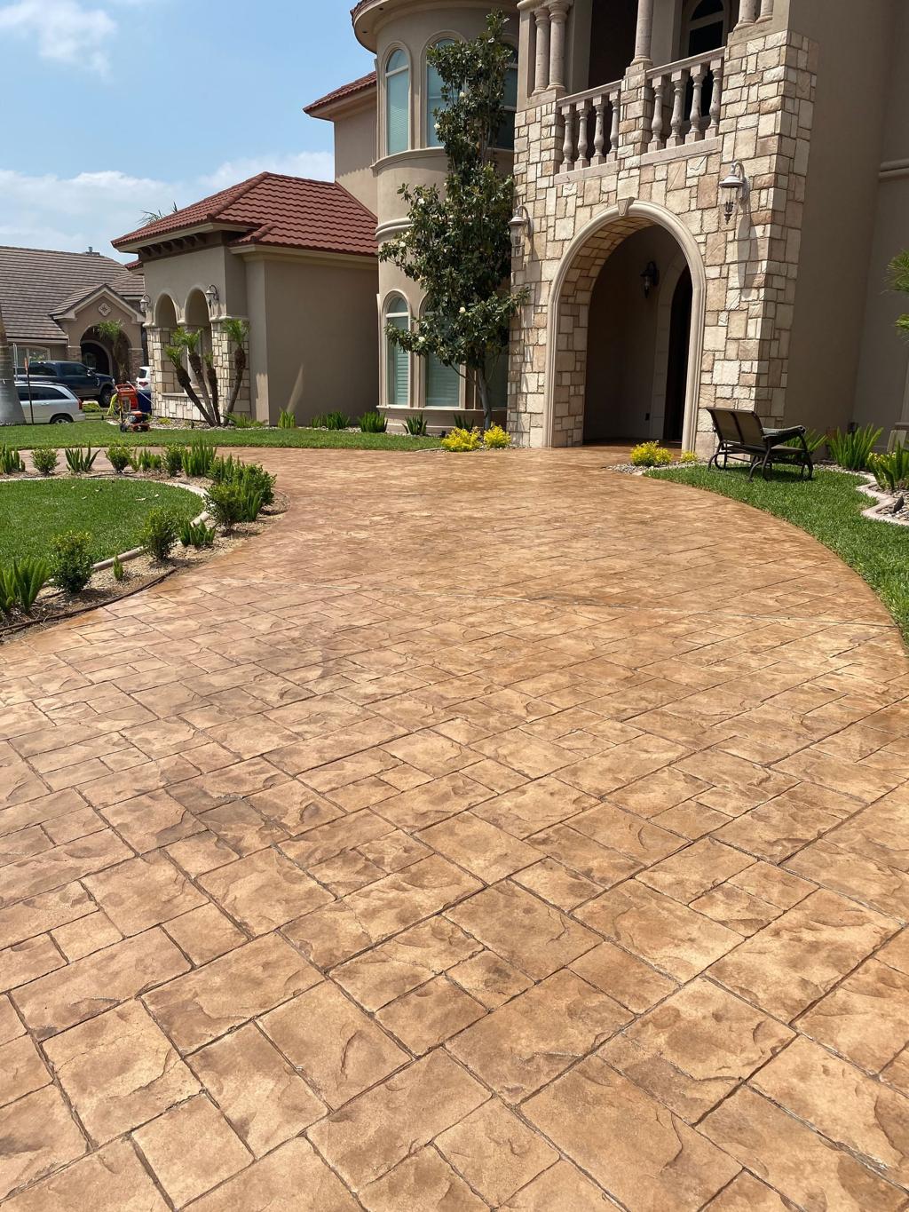 Stamped concrete driveway