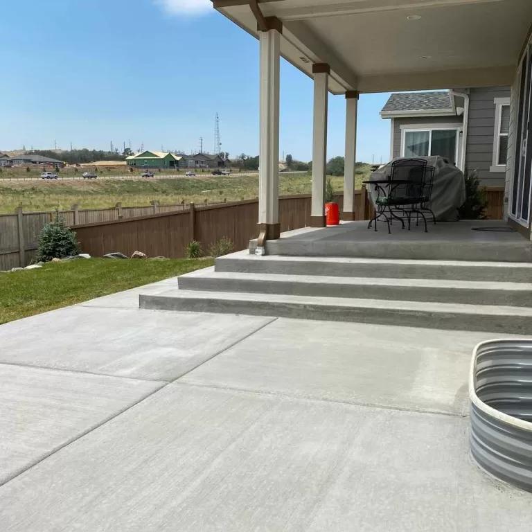 Broom finish concrete backyard patio