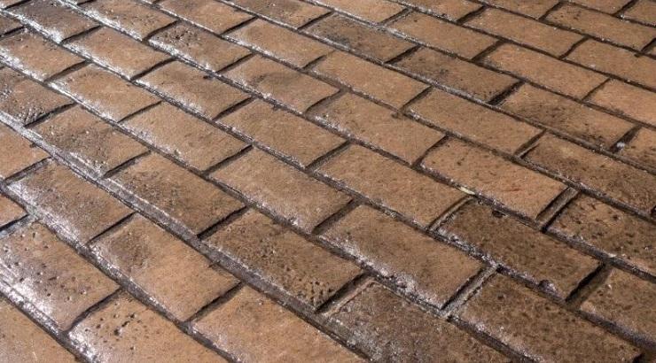 Brick stamped concrete pattern