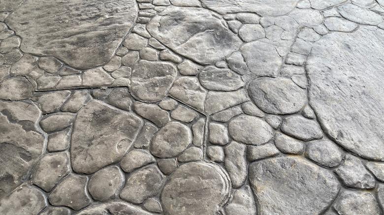 Wood plank stamped concrete pattern