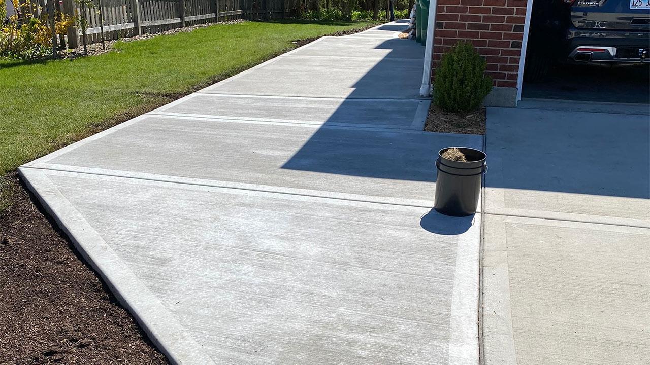 Broom finish concrete steps and landing